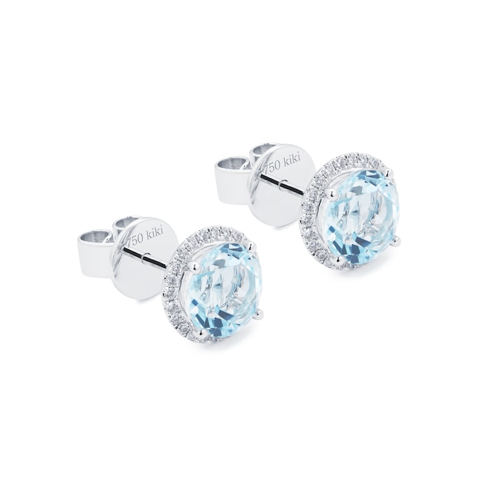 Kiki McDonough Grace 18ct White Gold, Blue Topaz & 0.19cttw Diamond Earrings