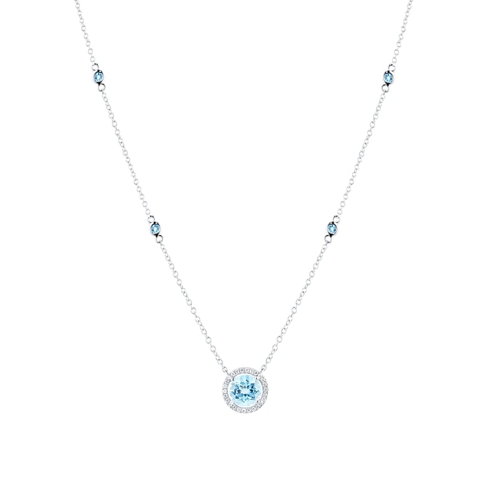 Kiki McDonough Grace 18ct White Gold, Blue Topaz & 0.10cttw Diamond Pendant