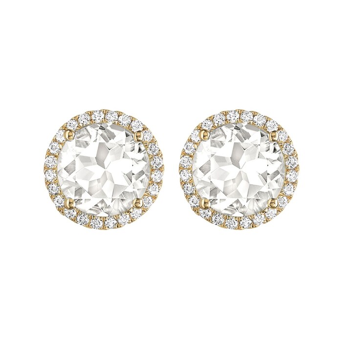 Kiki McDonough Grace 18ct Yellow Gold, White Topaz & 0.19cttw Diamond Earrings