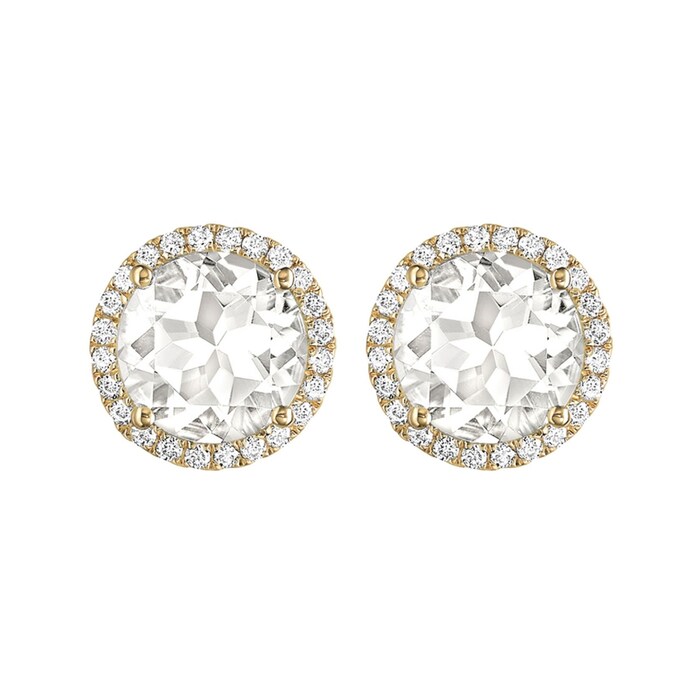 Kiki McDonough Grace 18ct Yellow Gold, White Topaz & 0.19cttw Diamond Earrings