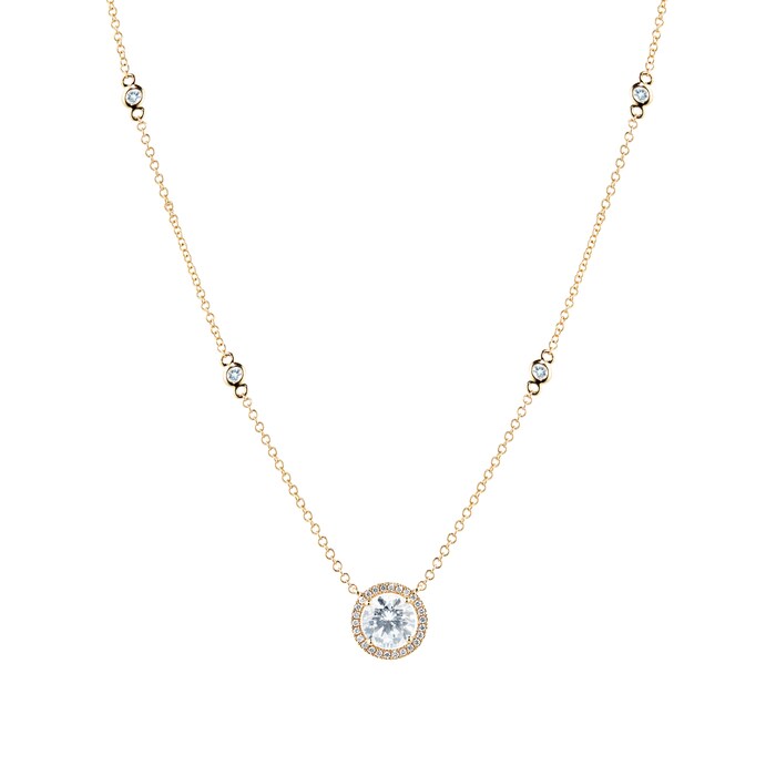 Kiki McDonough Grace 18ct Yellow Gold, White Topaz Round 0.10cttw Diamond Necklace