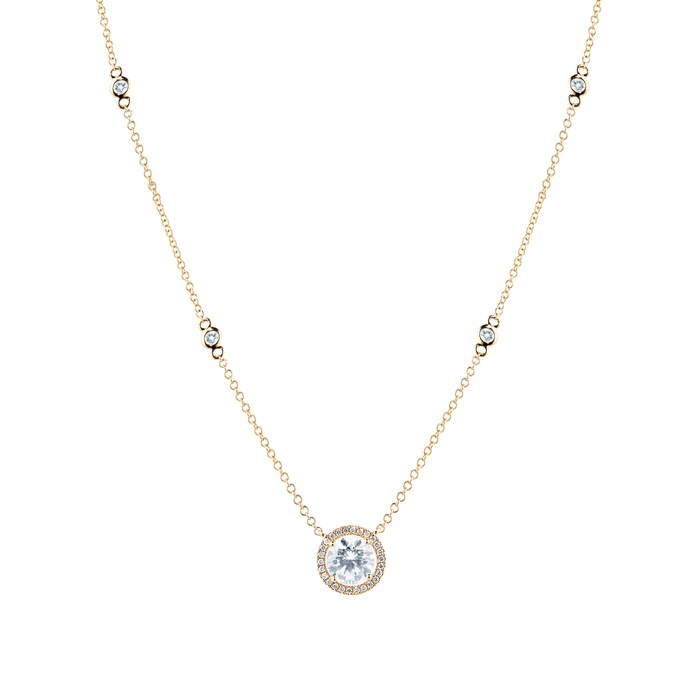 Kiki McDonough Grace 18ct Yellow Gold, White Topaz Round 0.10cttw Diamond Necklace