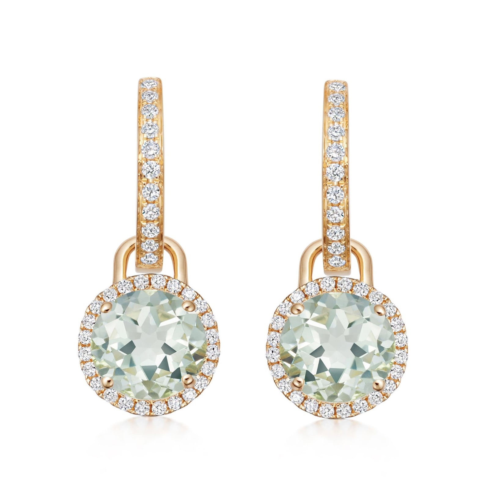 Grace 18ct Yellow Gold, Green Amethyst & 0.32cttw Diamond Mini Detachable Drop Earrings