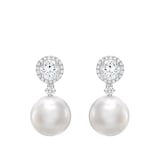 Kiki McDonough Pearls 18ct White Gold, White Topaz & 0.23cttw Diamond Pearl Drop Earrings