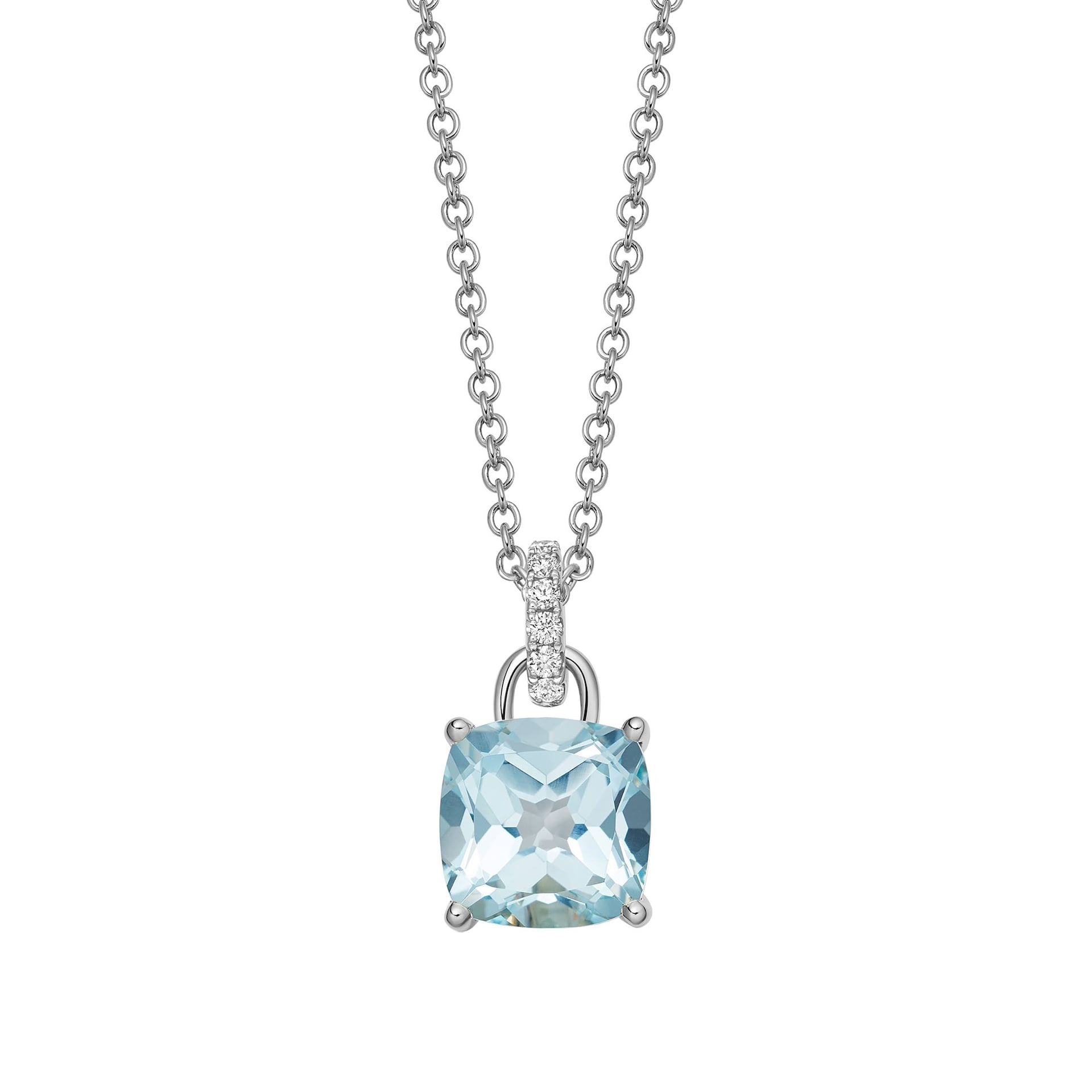 Kiki McDonough Kiki Cushion 18ct White Gold, Blue Topaz Pendant With 0.10cttw Diamond Loop