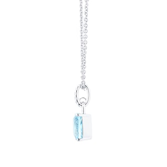Kiki McDonough Kiki Cushion 18ct White Gold, Blue Topaz Pendant With 0.10cttw Diamond Loop