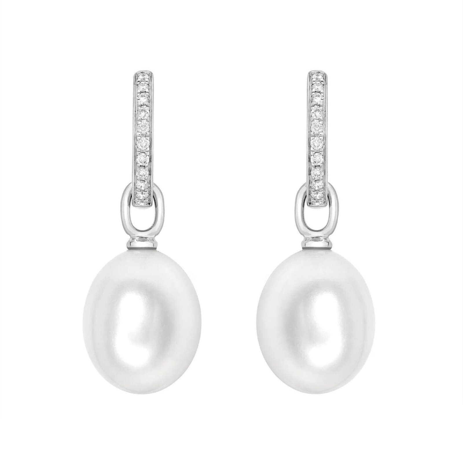 Kiki Classics 18ct White Gold, Pearl Drops With 0.12cttw Diamond Hoop Earrings