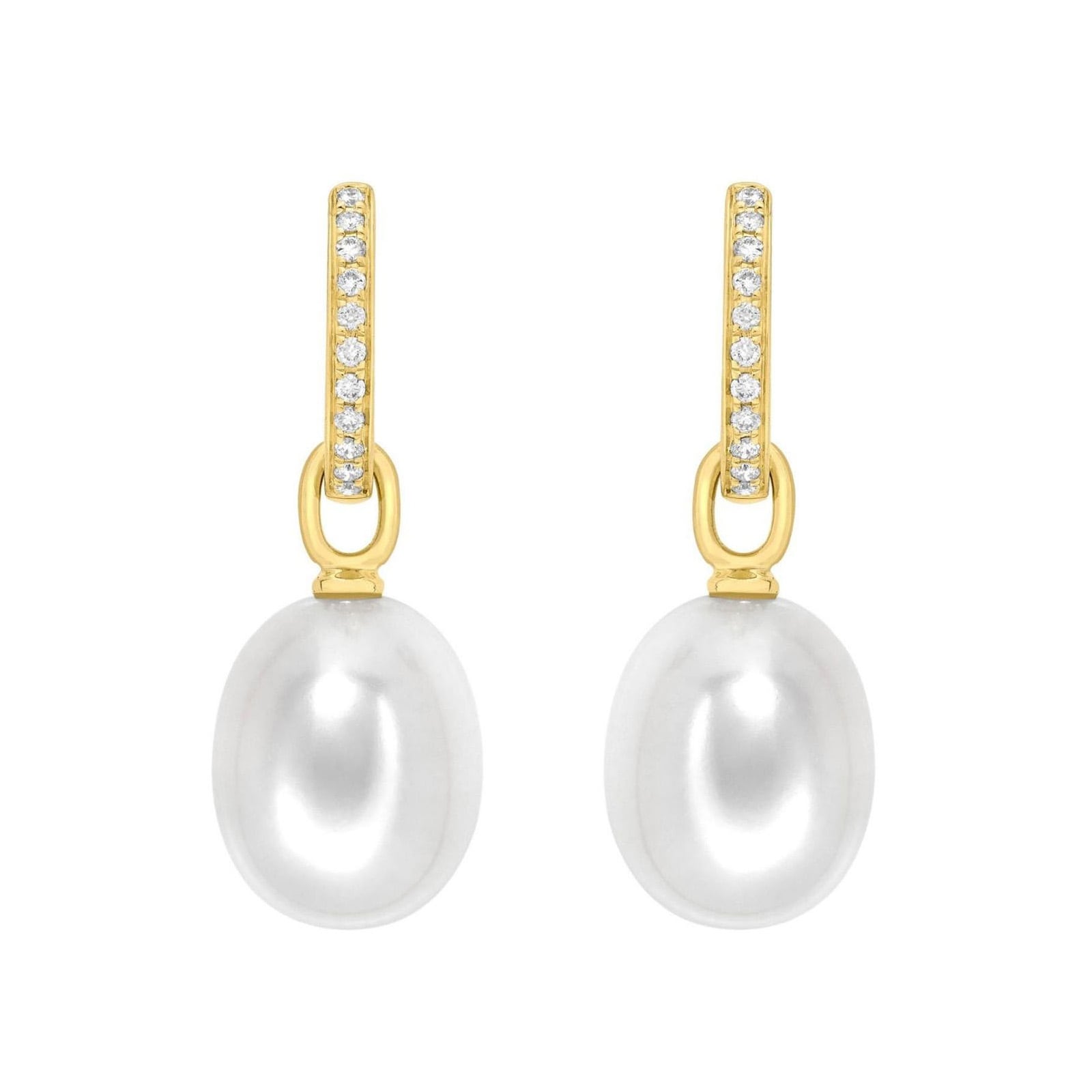 Kiki Classics 18ct Yellow Gold, Pearl Drops with Diamond Hoop Earrings
