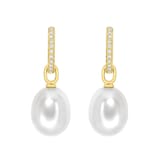 Kiki McDonough Kiki Classics 18ct Yellow Gold, Pearl Drops With 0.13cttw Diamond Hoop Earrings