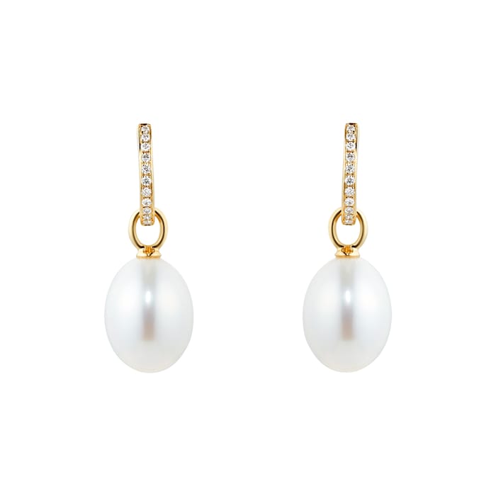 Kiki McDonough Kiki Classics 18ct Yellow Gold, Pearl Drops With 0.13cttw Diamond Hoop Earrings