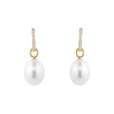 Kiki McDonough Kiki Classics 18ct Yellow Gold, Pearl Drops With 0.13cttw Diamond Hoop Earrings