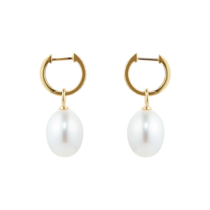 Kiki McDonough Kiki Classics 18ct Yellow Gold, Pearl Drops With 0.13cttw Diamond Hoop Earrings