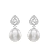 Kiki McDonough Pearls 18ct White Gold, Tiered Pear Diamond Detail Pearl Earrings