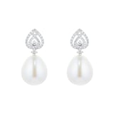 Kiki McDonough Pearls 18ct White Gold Tiered Pear 0.56cttw Diamond Detail Pearl Earrings