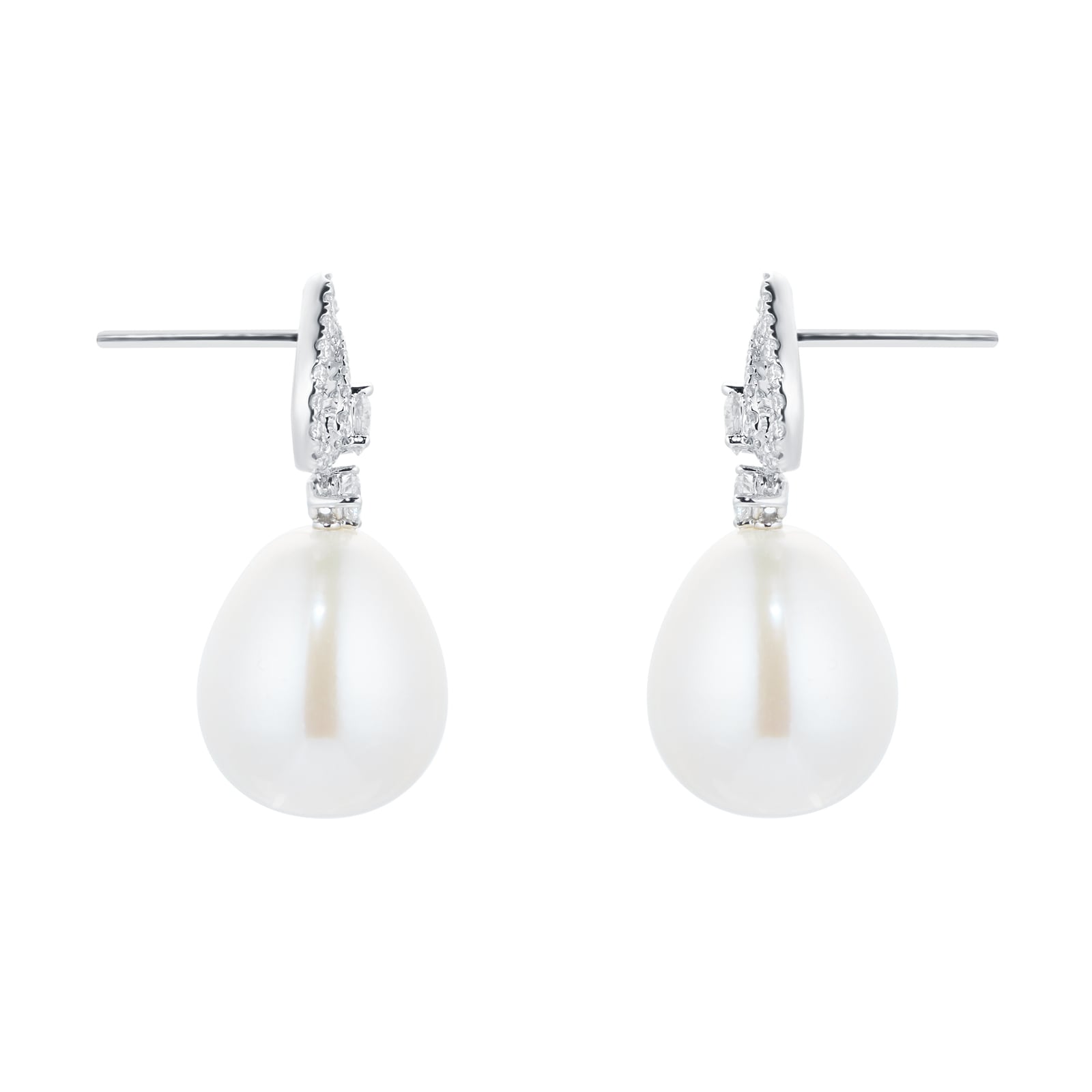 Kiki McDonough Pearls 18ct White Gold Tiered Pear 0.56cttw Diamond Detail Pearl Earrings Kiki McDonough Pearls 18ct White Gold Tiered Pear 0.56cttw Diamond Detail Pearl Earrings