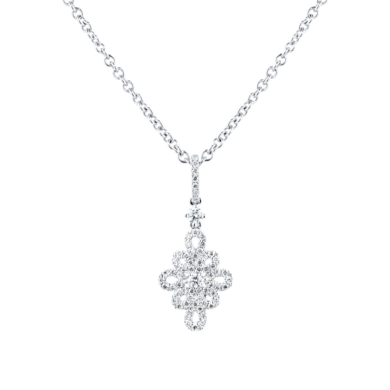 Kiki McDonough Lace 18ct White Gold and 0.36ct Filigree Diamond Detail Pendent Kiki McDonough Lace 18ct White Gold and 0.36ct Filigree Diamond Detail Pendent