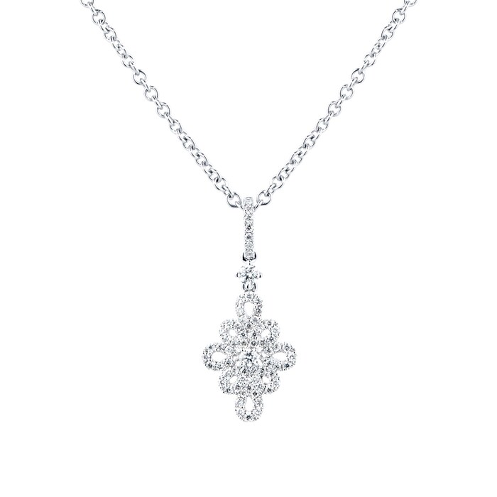 Kiki McDonough Lace 18ct White Gold and 0.36ct Filigree Diamond Detail Pendent