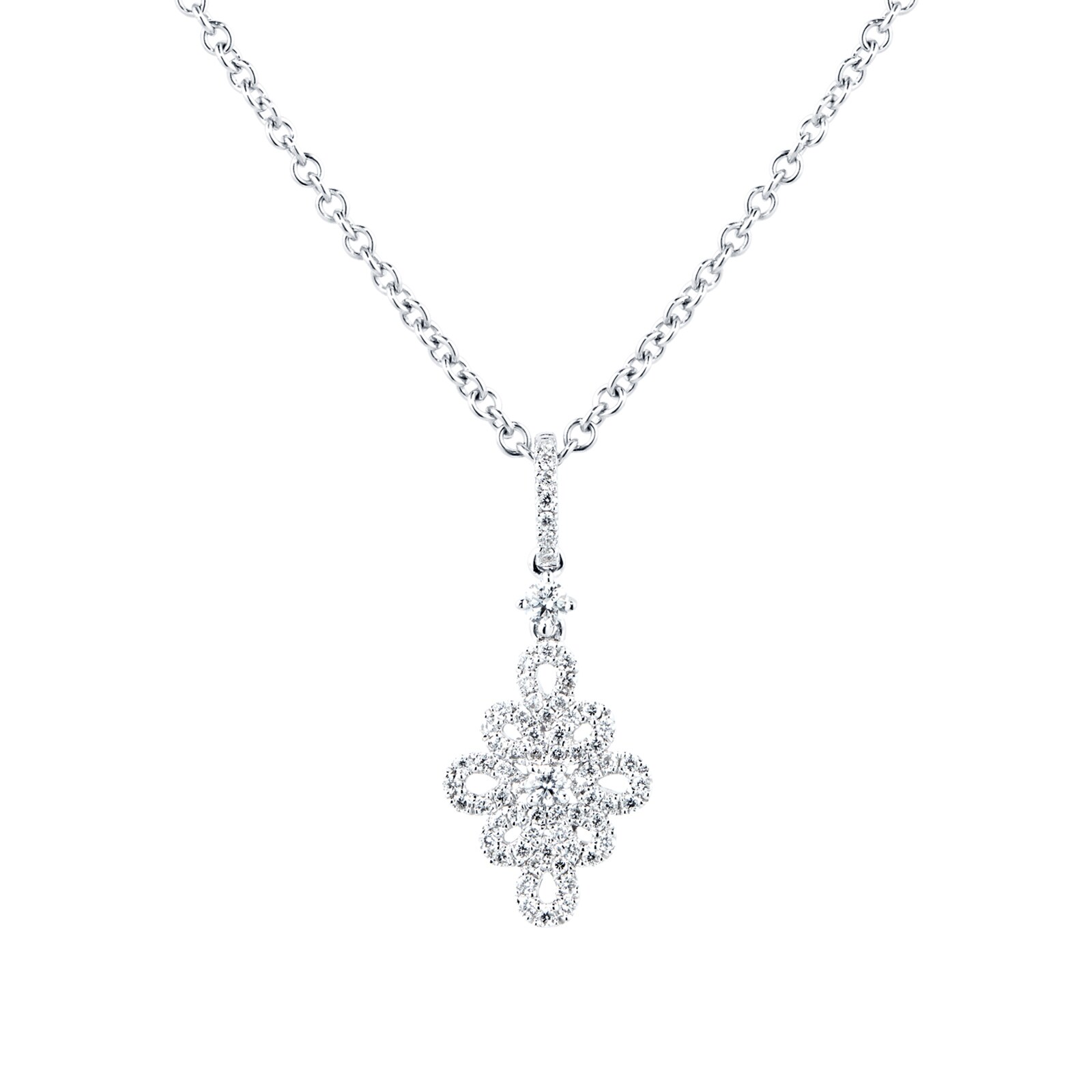 Kiki McDonough Lace 18ct White Gold and 0.36ct Filigree Diamond Detail Pendent