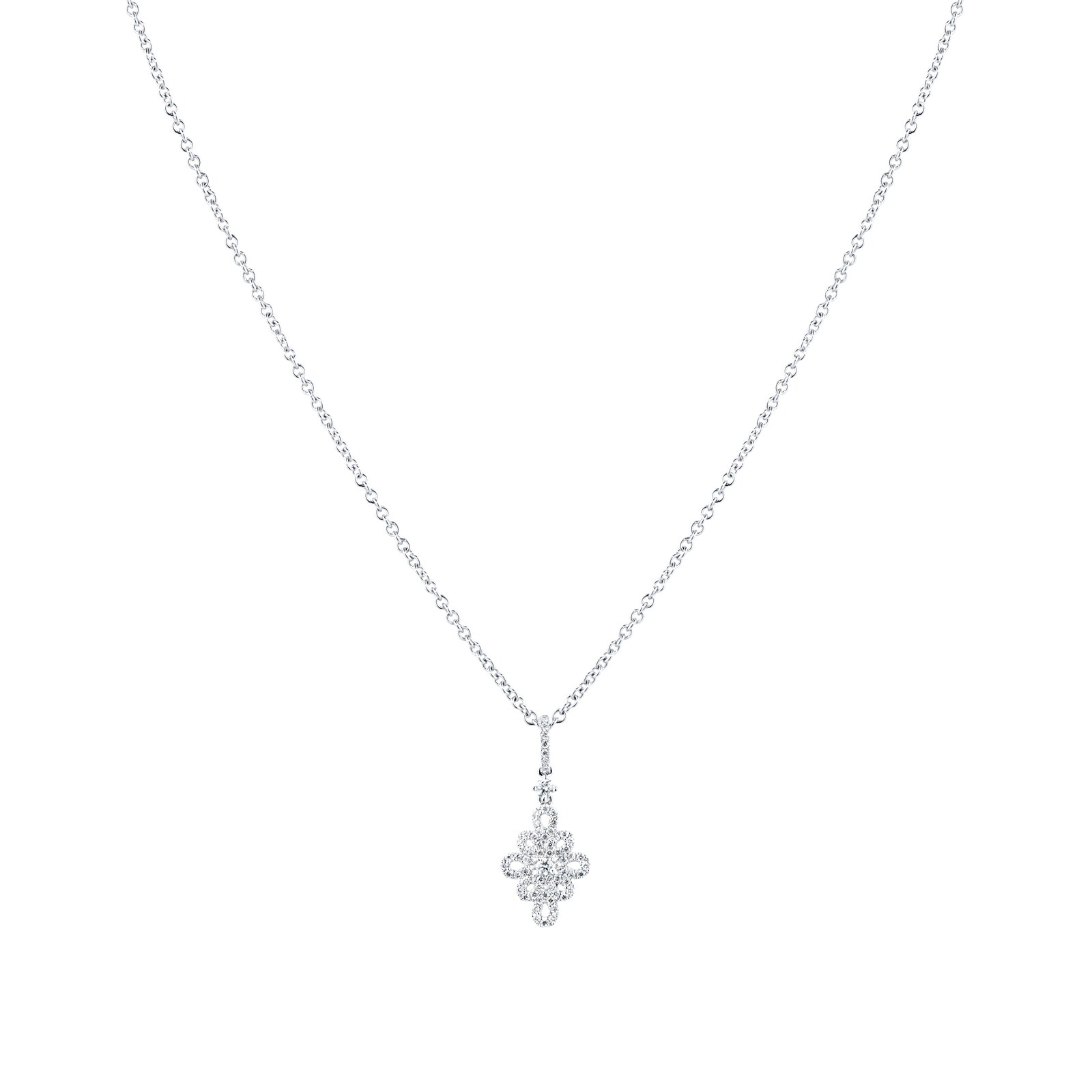 Kiki McDonough Lace 18ct White Gold and 0.36ct Filigree Diamond Detail Pendent Kiki McDonough Lace 18ct White Gold and 0.36ct Filigree Diamond Detail Pendent