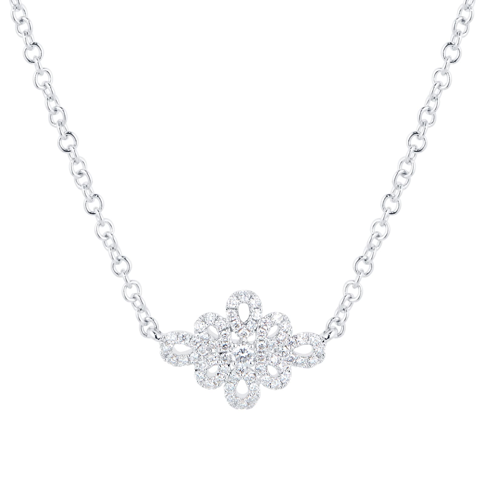 Kiki McDonough Lace 18ct White Gold and 0.24ct Diamond Filigree Detail Necklace Kiki McDonough Lace 18ct White Gold and 0.24ct Diamond Filigree Detail Necklace