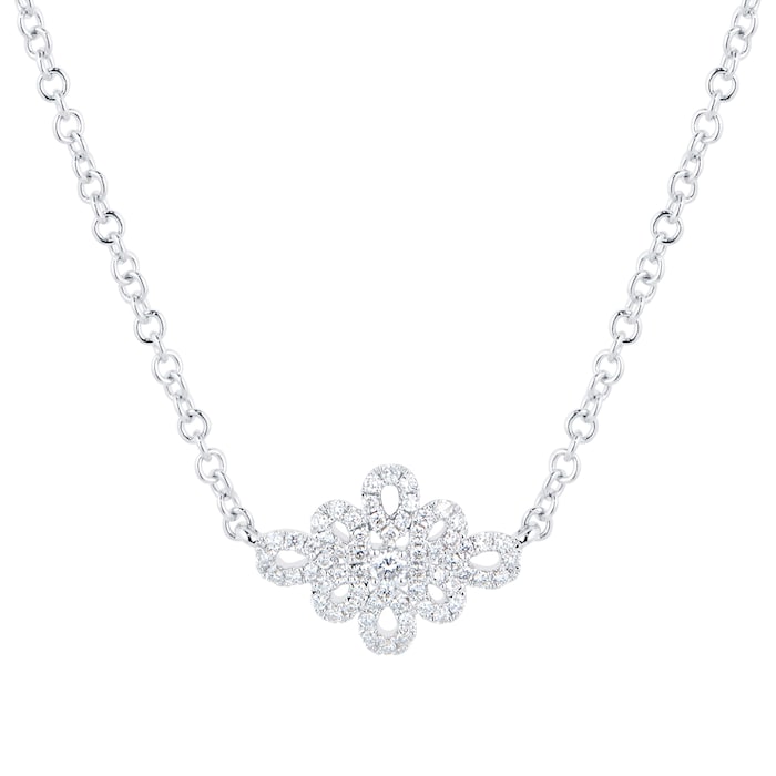 Kiki McDonough Lace 18ct White Gold and 0.24ct Diamond Filigree Detail Necklace