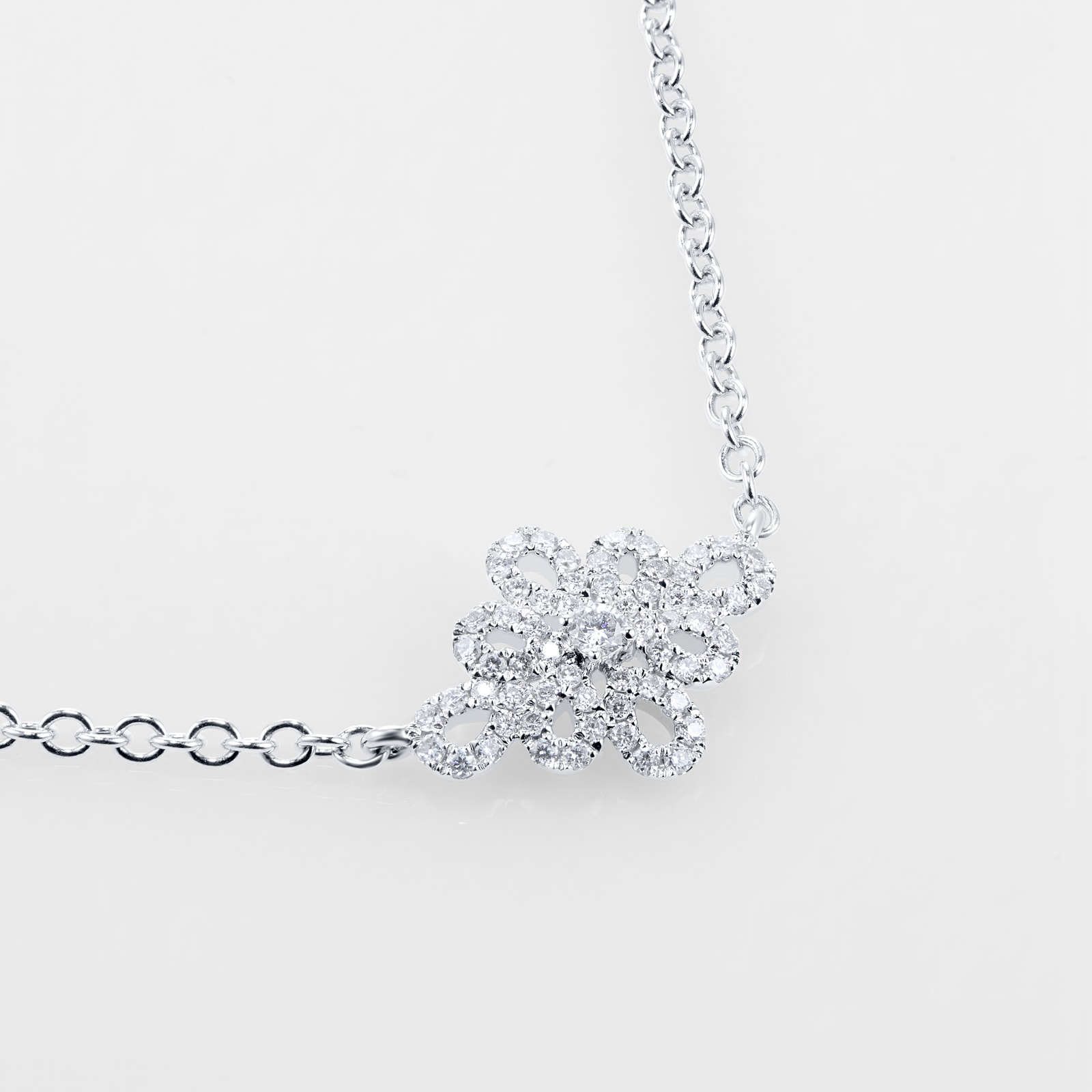 Kiki McDonough Lace 18ct White Gold and 0.24ct Diamond Filigree Detail Necklace Kiki McDonough Lace 18ct White Gold and 0.24ct Diamond Filigree Detail Necklace