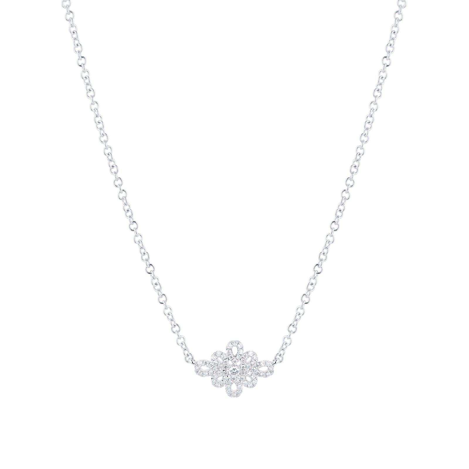 Kiki McDonough Lace 18ct White Gold and 0.24ct Diamond Filigree Detail Necklace Kiki McDonough Lace 18ct White Gold and 0.24ct Diamond Filigree Detail Necklace