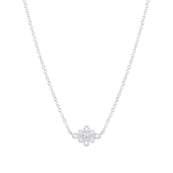 Kiki McDonough Lace 18ct White Gold and 0.24ct Diamond Filigree Detail Necklace