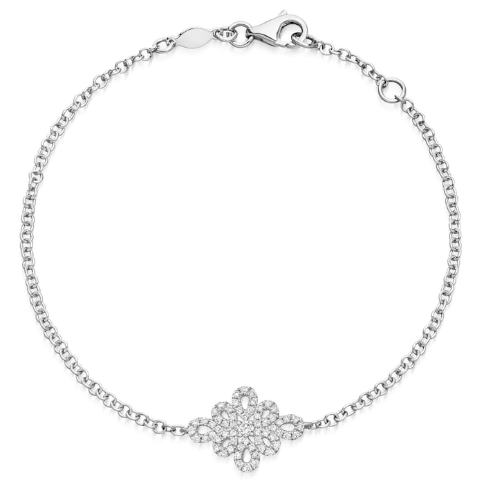 Kiki McDonough Lace 18ct White Gold and 0.25ct Filigree Diamond Detail Bracelet