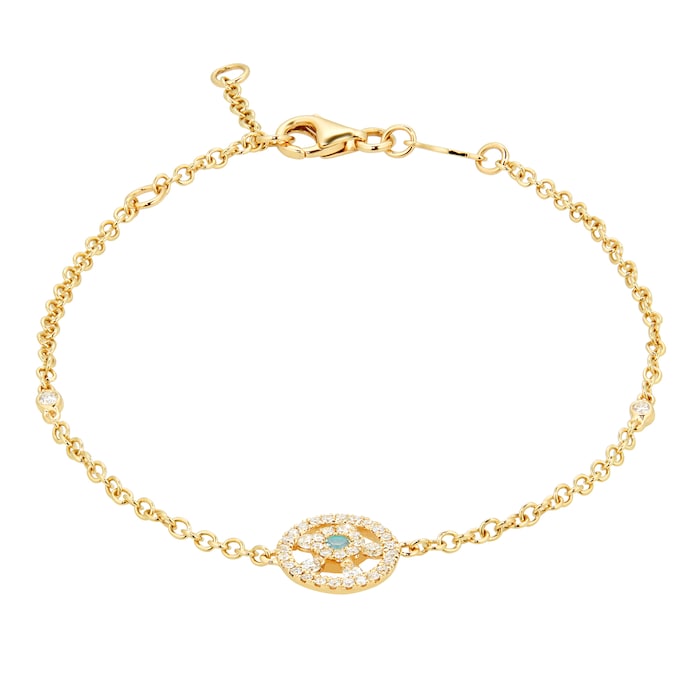 Kiki McDonough Apollo 18ct Yellow Gold, 0.24ct Diamond and 0.05ct Blue Topaz Small Bracelet