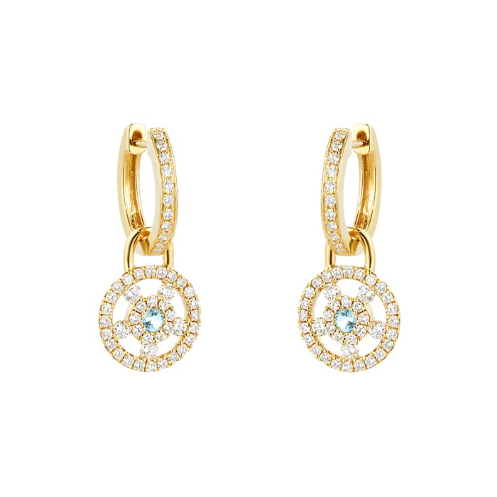 Kiki McDonough Apollo 18ct Yellow Gold, 0.08ct Blue Topaz and 0.50ct Diamond Small Detachable Earrings