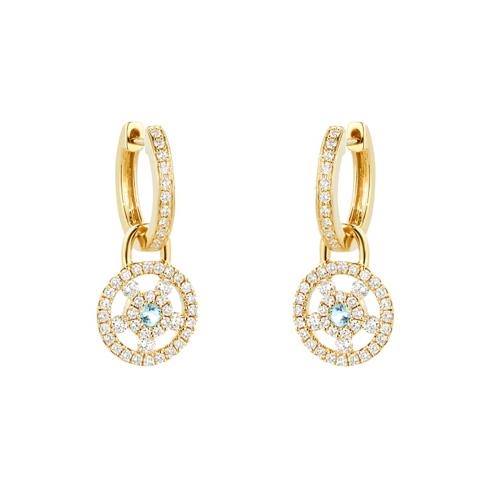 Kiki McDonough Apollo 18ct Yellow Gold, 0.08ct Blue Topaz and 0.50ct Diamond Small Detachable Earrings