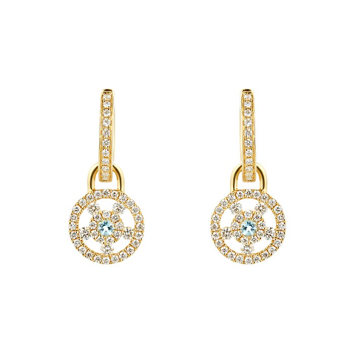 Kiki McDonough Apollo 18ct Yellow Gold, 0.08ct Blue Topaz and 0.50ct Diamond Small Detachable Earrings