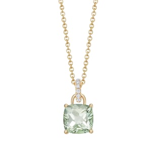 Kiki McDonough Kiki Cushion 18ct Yellow Gold, Green Amethyst Pendant With 0.10cttw Diamond Loop