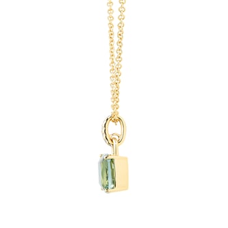 Kiki McDonough Kiki Cushion 18ct Yellow Gold, Green Amethyst Pendant With 0.10cttw Diamond Loop