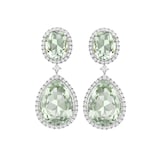 Kiki McDonough Kiki Classics 18ct White Gold Green Amethyst Pear And Oval Drop Diamond Earrings