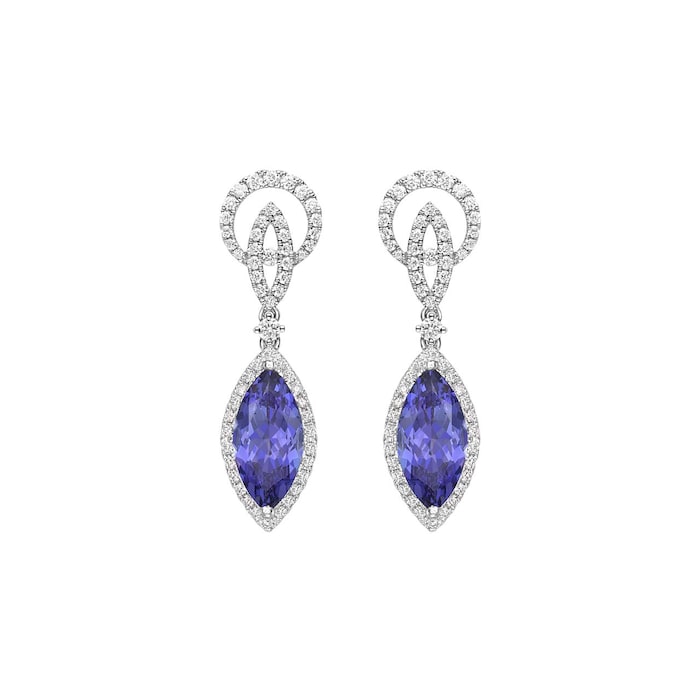 Kiki McDonough Kiki Unique 18ct White Gold Marquise Tanzanite And Diamond Earrings