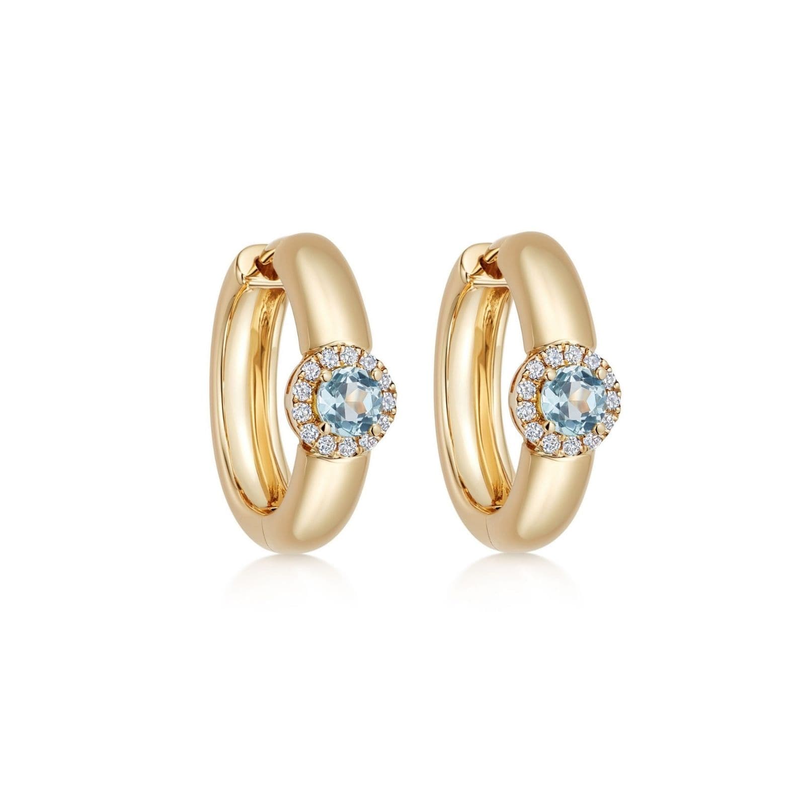 Kiki McDonough 18ct Yellow Gold Olivia 0.11cttw Diamond & Blue Topaz Hoop Earrings Kiki McDonough 18ct Yellow Gold Olivia 0.11cttw Diamond & Blue Topaz Hoop Earrings