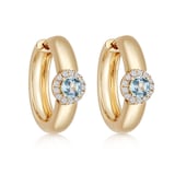 Kiki McDonough 18ct Yellow Gold Olivia 0.11cttw Diamond & Blue Topaz Hoop Earrings