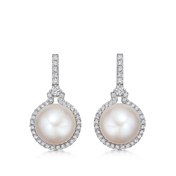 Kiki McDonough 18ct White Gold Manon Pearl and Diamond Earrings