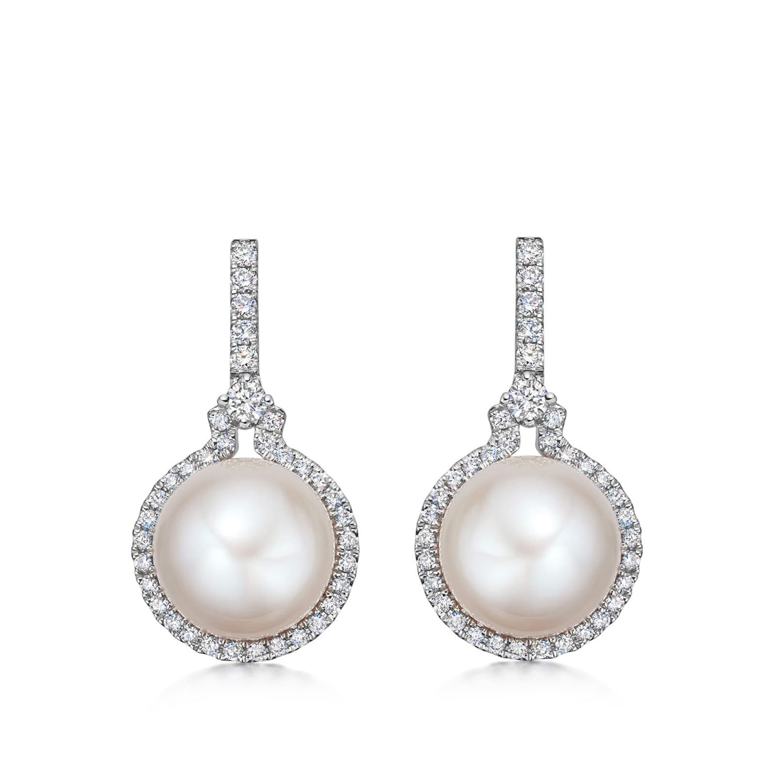 18ct White Gold Manon Pearl and Diamond Earrings