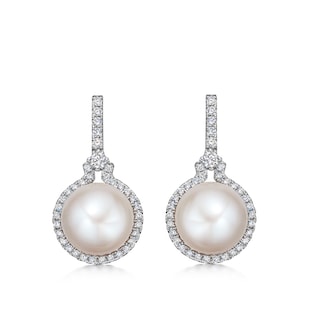 Kiki McDonough 18ct White Gold Manon Pearl and Diamond Earrings