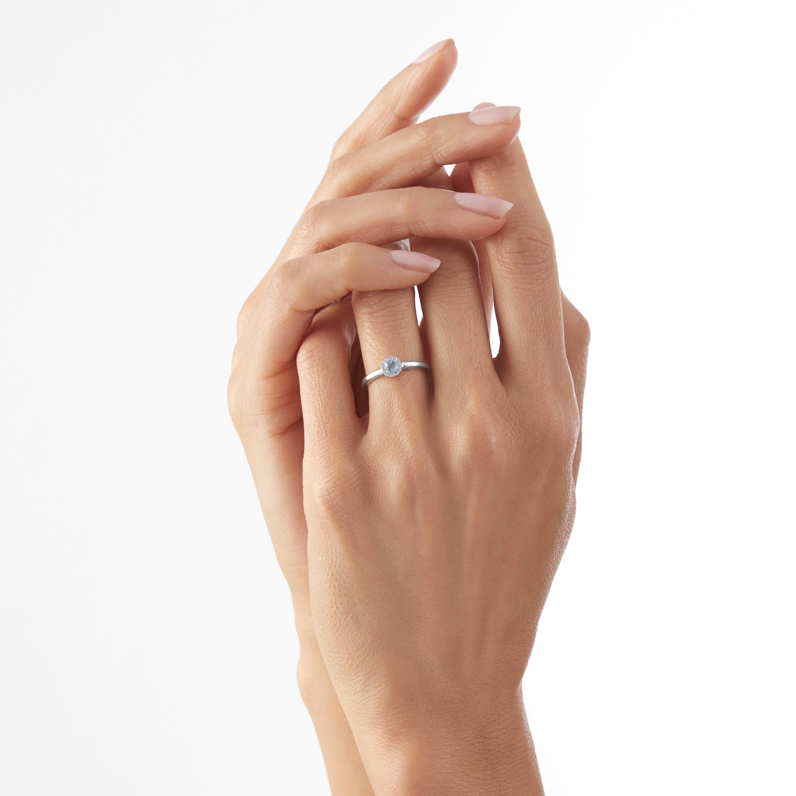 Kiki McDonough 18ct White Gold Grace Blue Topaz & 0.05cttw Diamond Mini Ring Kiki McDonough 18ct White Gold Grace Blue Topaz & 0.05cttw Diamond Mini Ring
