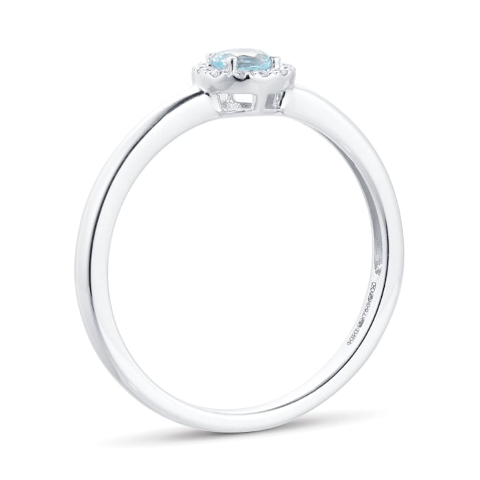 Kiki McDonough 18ct White Gold Grace Blue Topaz & 0.05cttw Diamond Mini Ring - Ring Size L