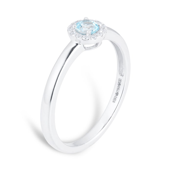 Kiki McDonough 18ct White Gold Grace Blue Topaz & 0.05cttw Diamond Mini Ring