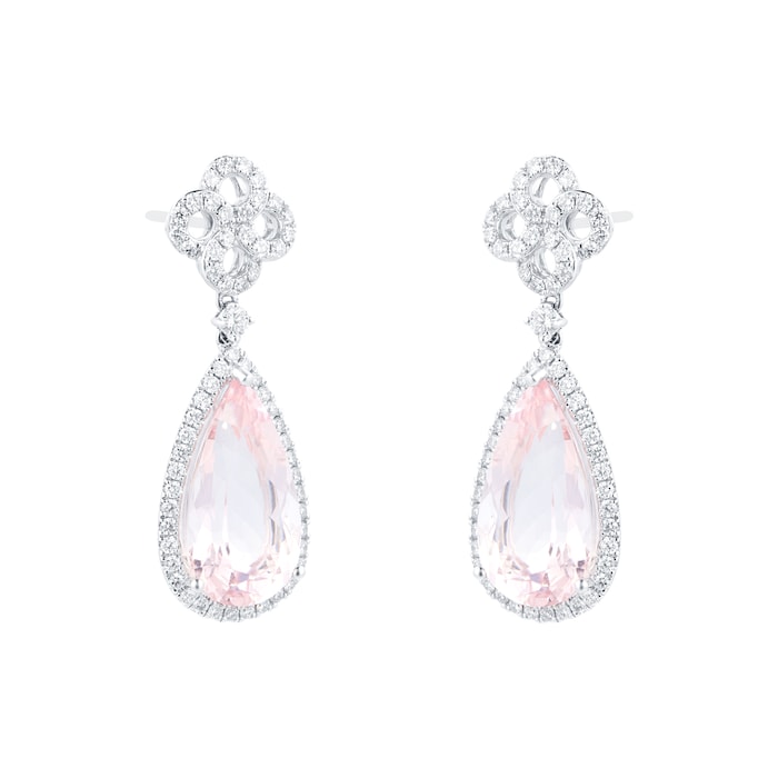 Kiki McDonough 18ct White Gold 1.86ct Diamond & Morganite Earrings