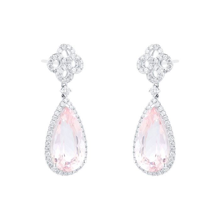 Kiki McDonough 18ct White Gold 1.86ct Diamond & Morganite Earrings