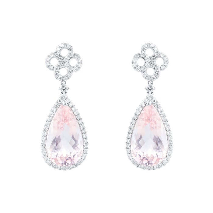 Kiki McDonough 18ct White Gold 1.86ct Diamond & Morganite Earrings