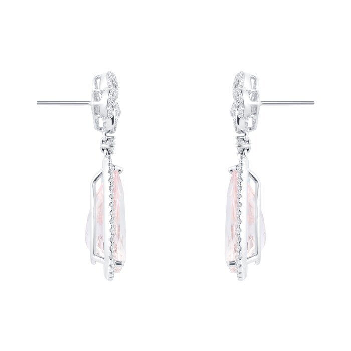 Kiki McDonough 18ct White Gold 1.86ct Diamond & Morganite Earrings