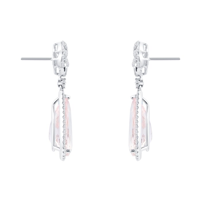 Kiki McDonough 18ct White Gold 1.86ct Diamond & Morganite Earrings